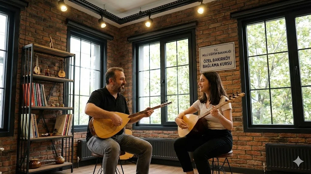 Bakırköy bağlama kursu eğitiminde seviyelere göre türkü icrası.