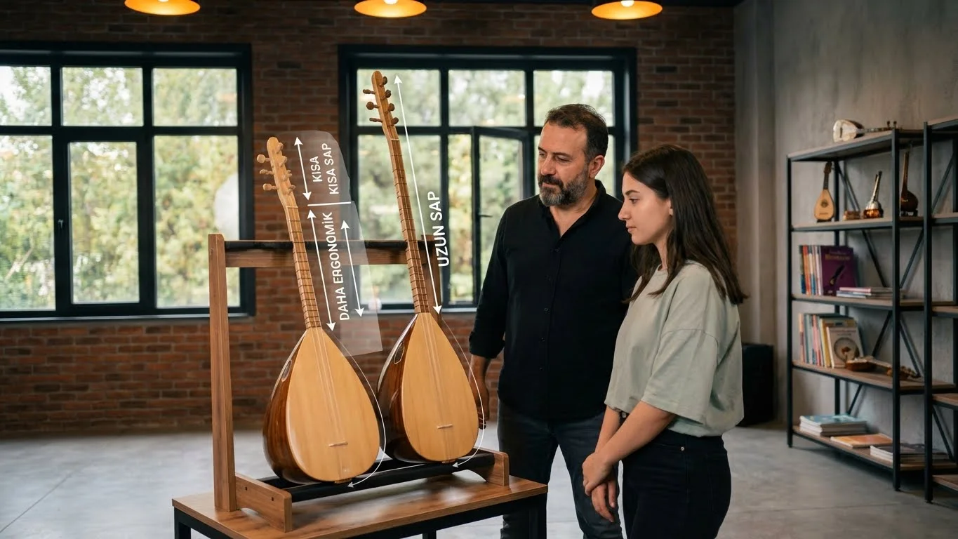 Yeni başlayanlar için kısa sap ve uzun sap bağlama arasındaki zorluk farkları ve seçim rehberi.