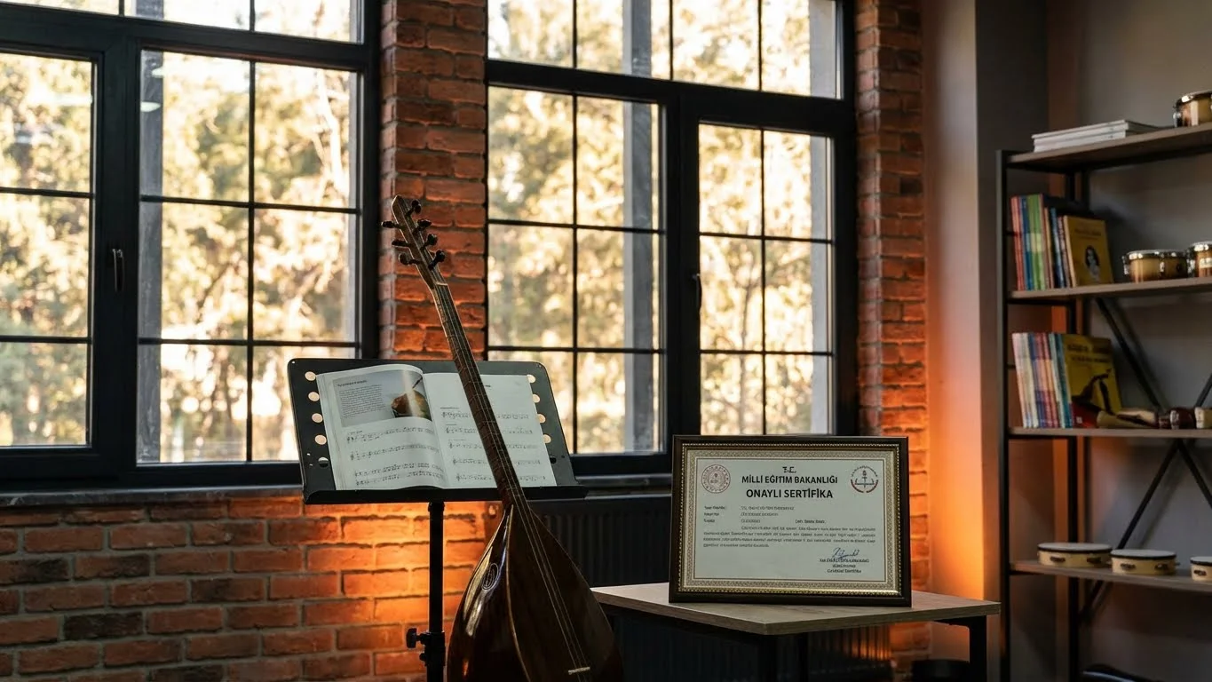 MEB onaylı bağlama kursu sertifika ve eğitim materyalleri.