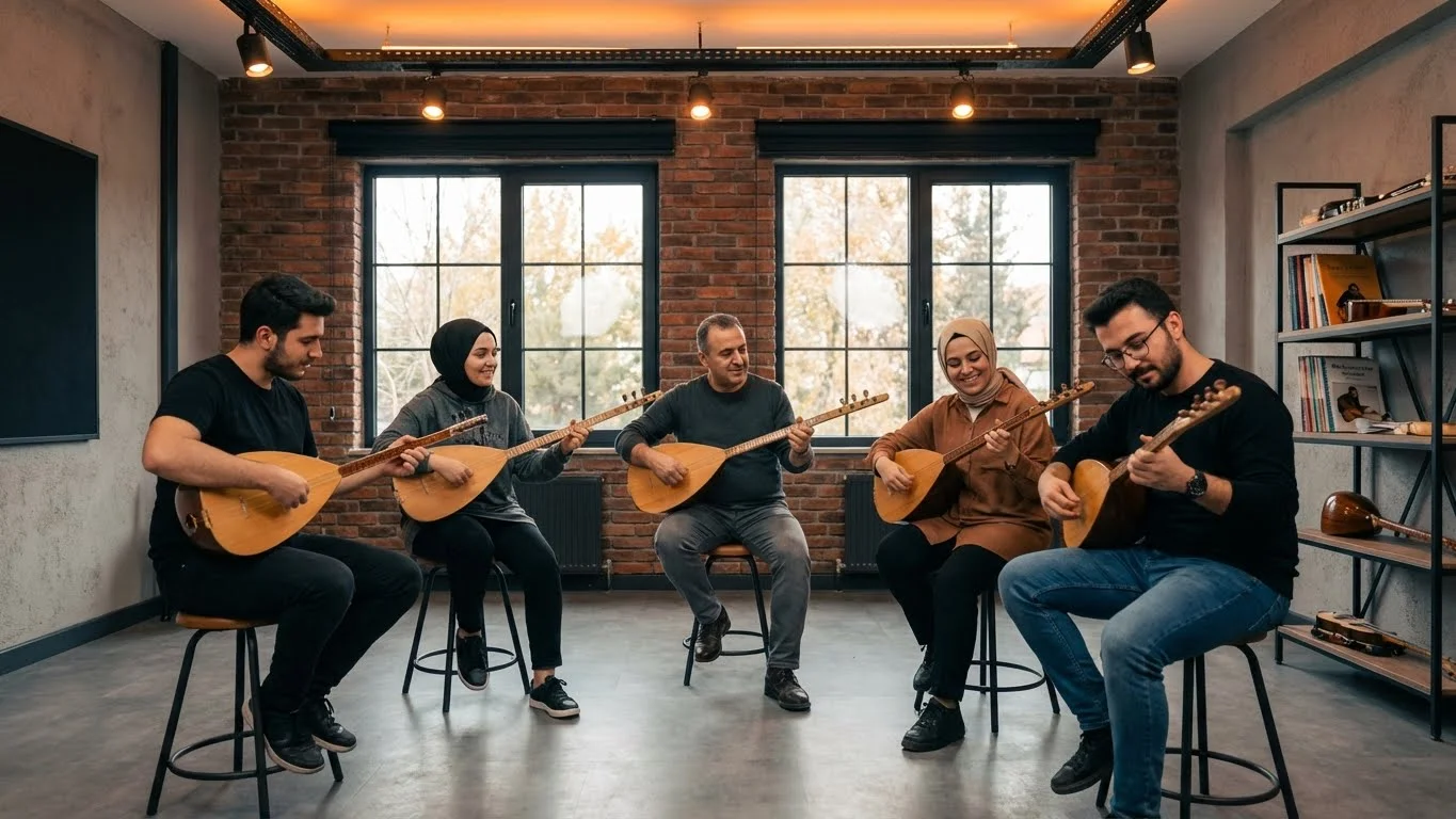 Bakırköy uygun fiyatlı bağlama kursu grup dersi ortamı