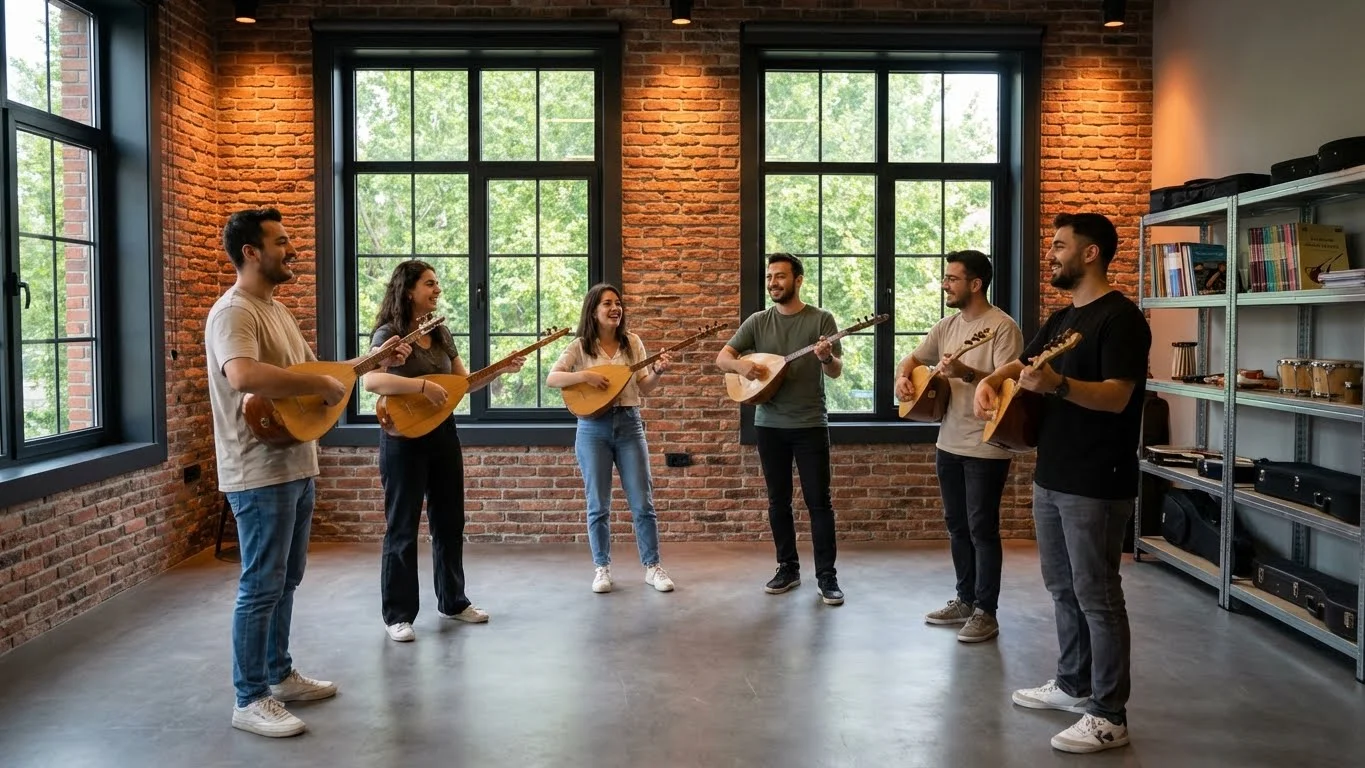 bakırköy bağlama akademi grup dersi ve sosyal öğrenme ortamı.