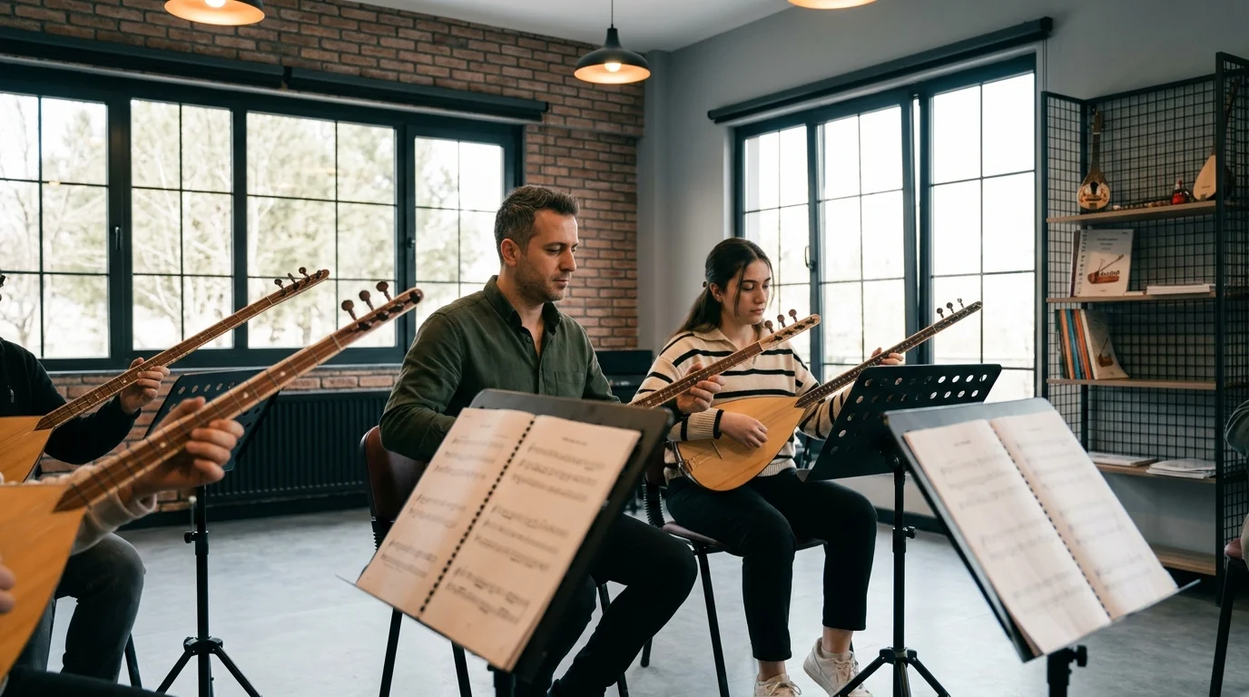 Grup bağlama kursu ile toplu icra ve ritim disiplini.